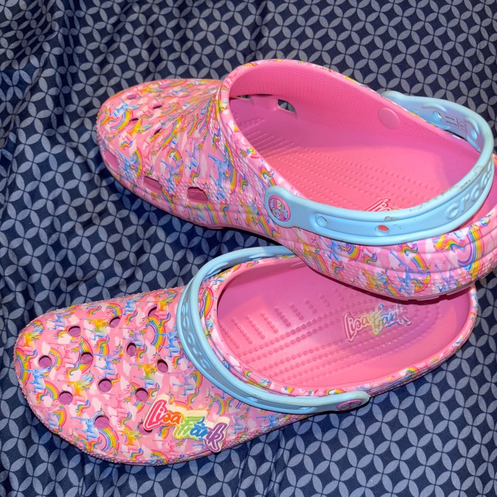 Pink Lisa Frank Crocs